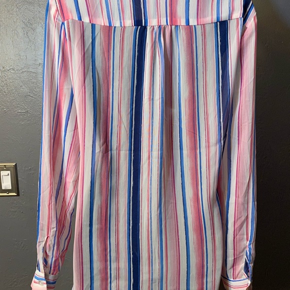 KUT From The Cloth Semi Sheer Jasmine Watercolor Striped Semi Sheer Blouse - Picture 4 of 16